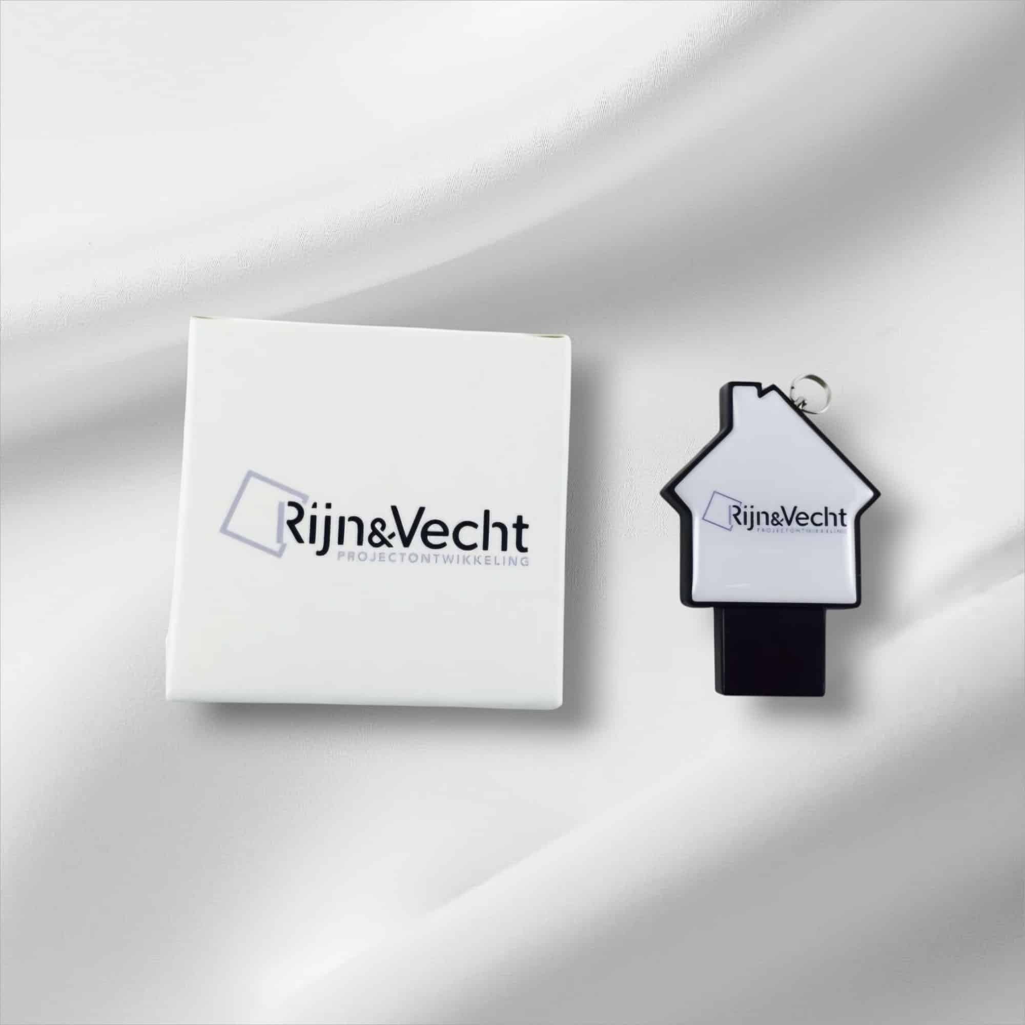 USB stick huis vorm met logo bedrukt