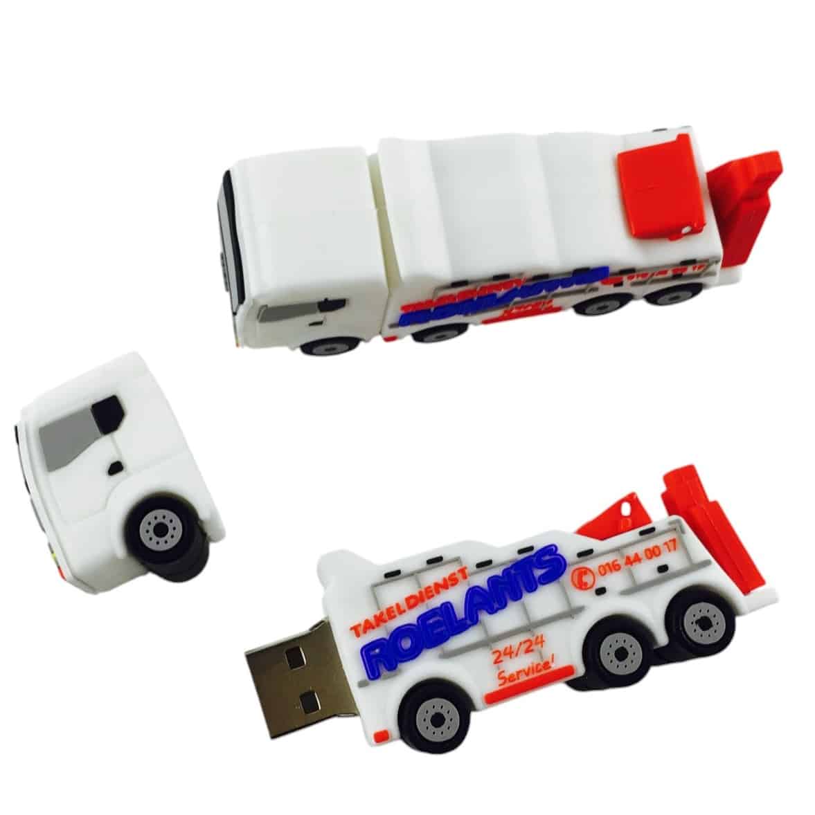 Roelants USB-stick vrachtwagen - takelwagen in eigen vorm met logo bedrukt