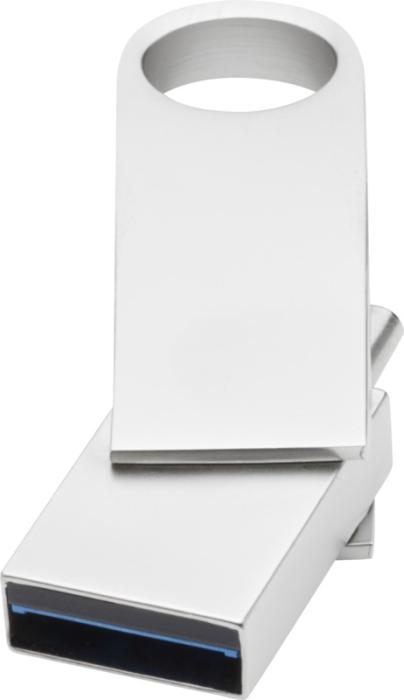 Ronde USB Type-C 3.0 - Zilver, gegraveerd met uw logo