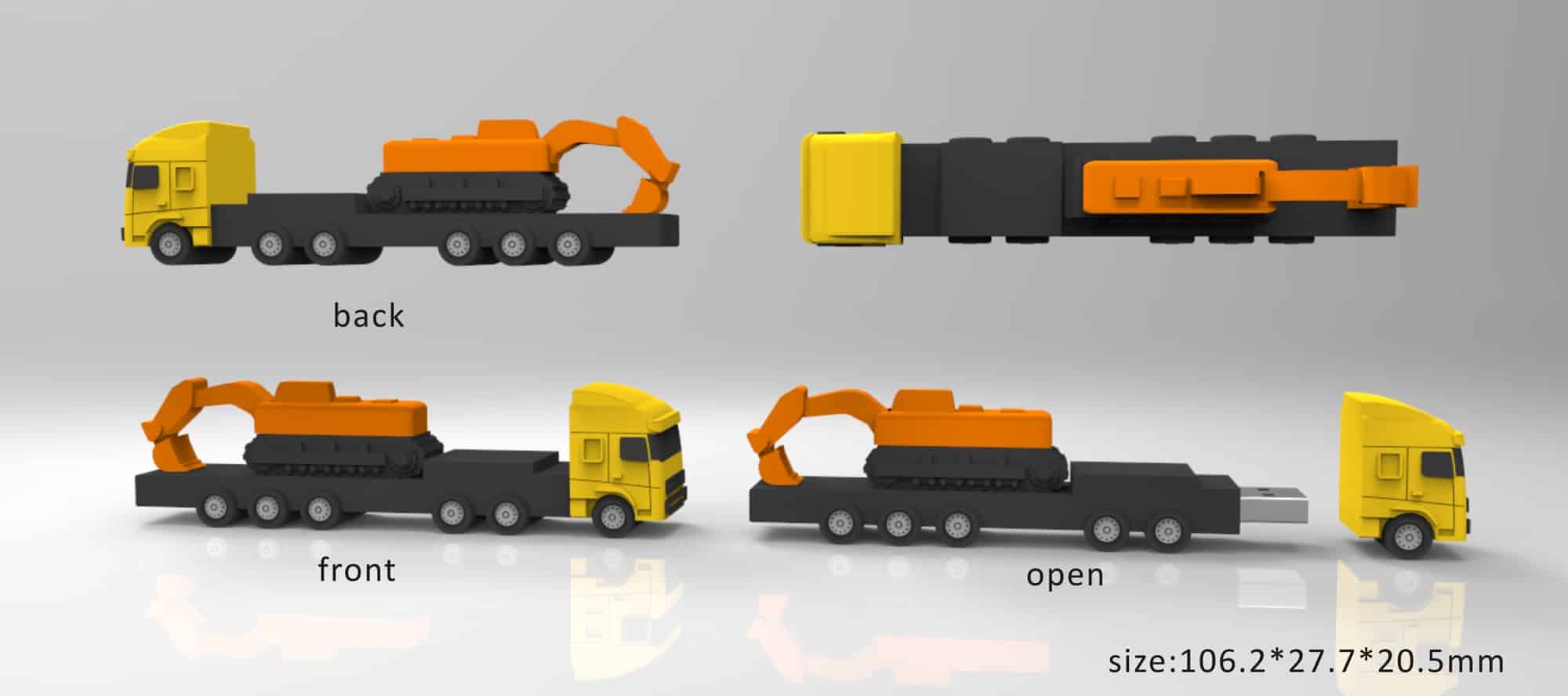 USB-stick vrachtwagen dieplader bedrukken