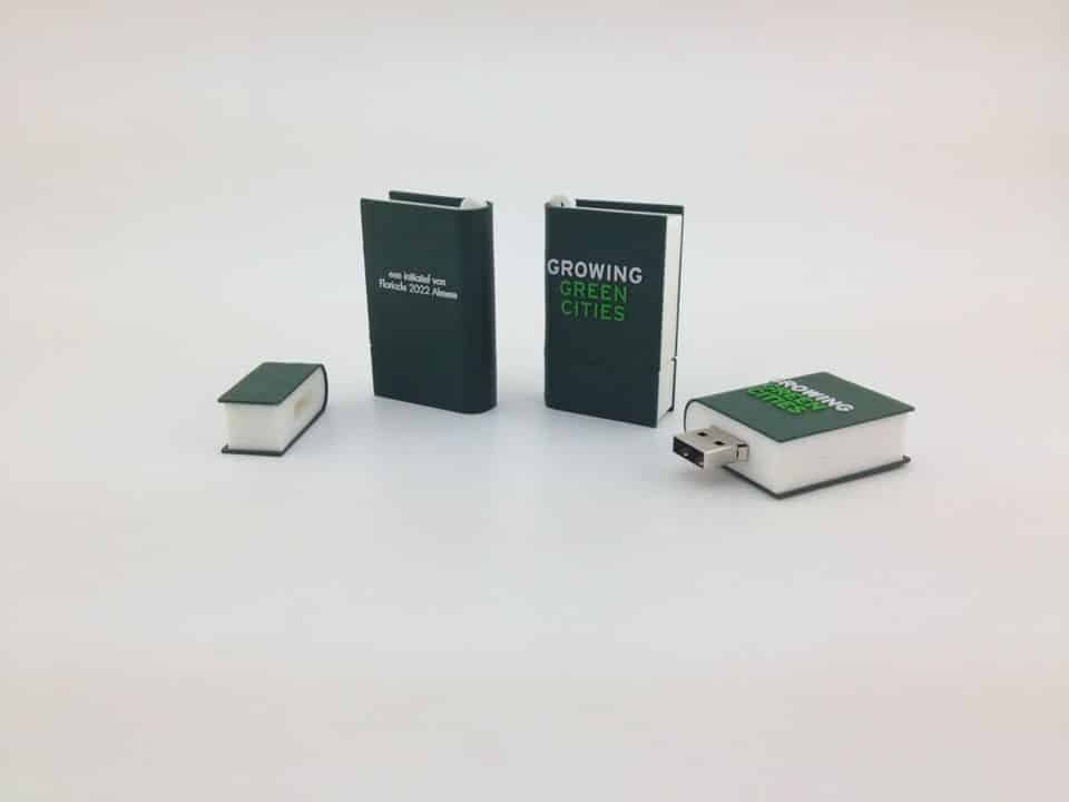 Eigen ontwerp boek usb stick met logo